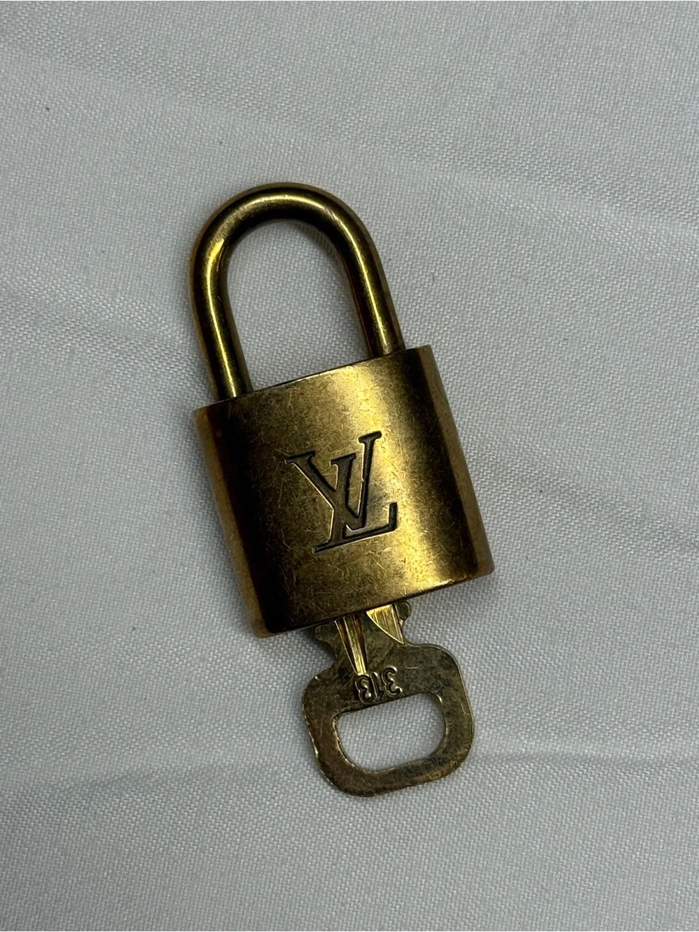 Louis Vuitton Brass Tone LV Padlock with Key # 313